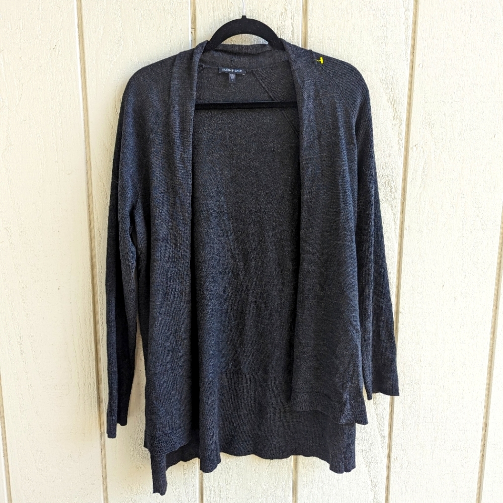 Eileen Fisher Open Front Knit Cardigan Sweater 100% Merino Wool Size Large